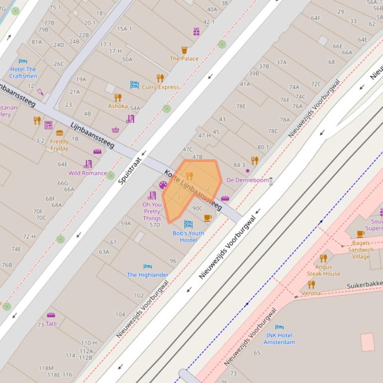 Kaart van postcodegebied 1012SL.