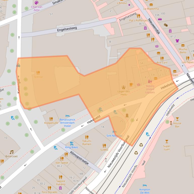 Kaart van postcodegebied 1012SN.