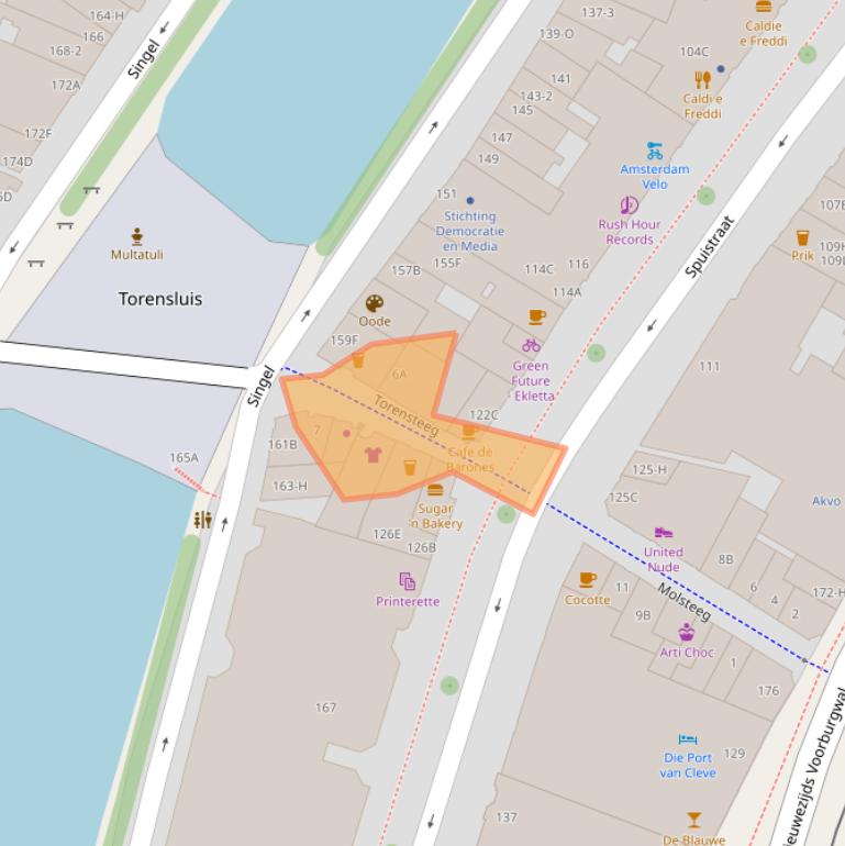 Kaart van postcodegebied 1012TH.