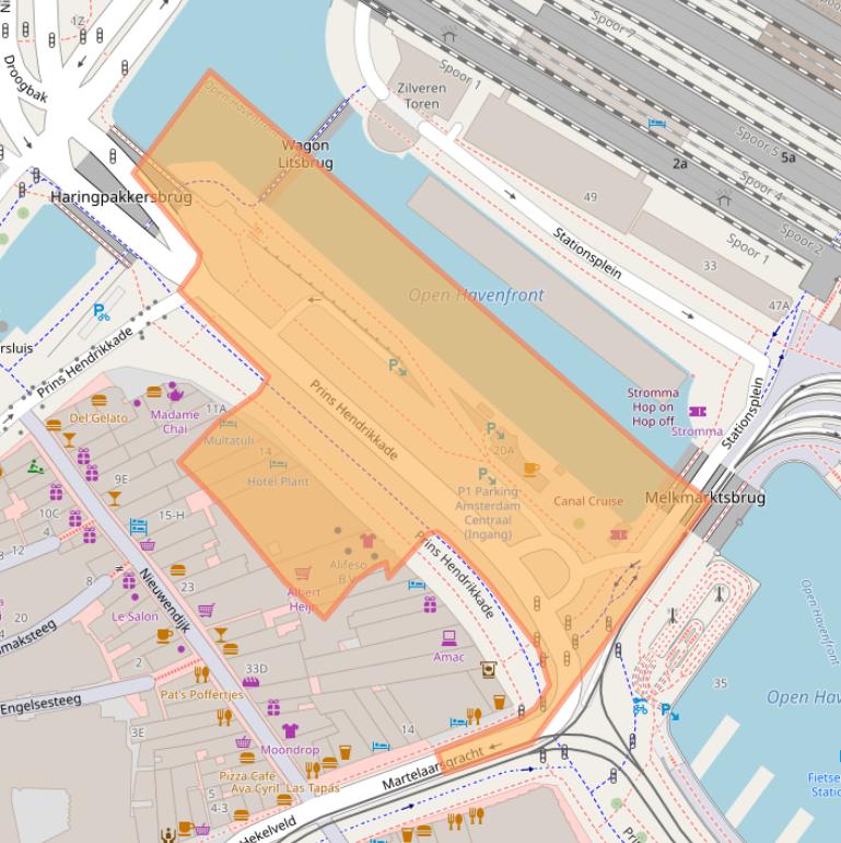 Kaart van postcodegebied 1012TL.