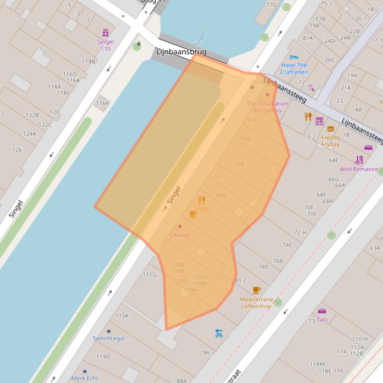 Kaart van postcodegebied 1012VG.