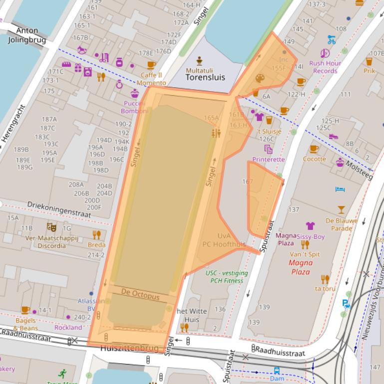 Kaart van postcodegebied 1012VK.