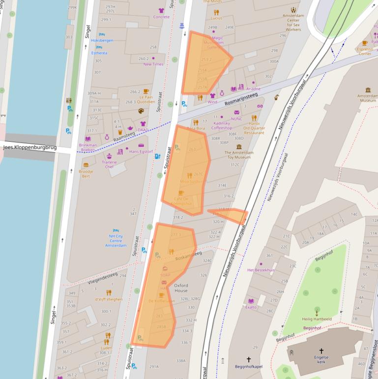 Kaart van postcodegebied 1012VR.