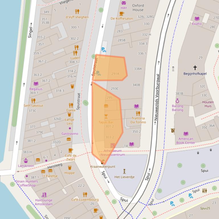 Kaart van postcodegebied 1012VS.