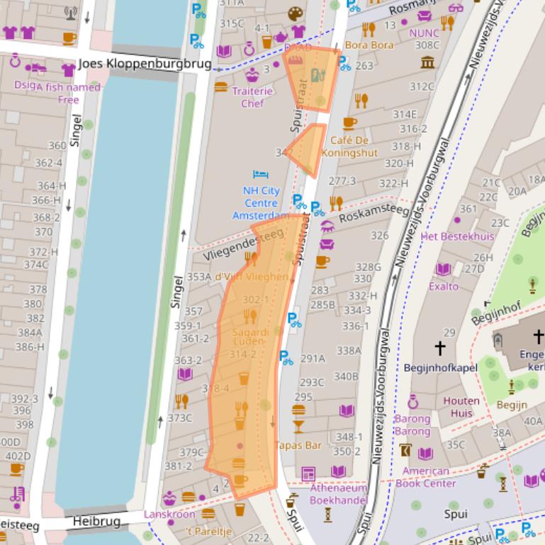 Kaart van postcodegebied 1012VX.