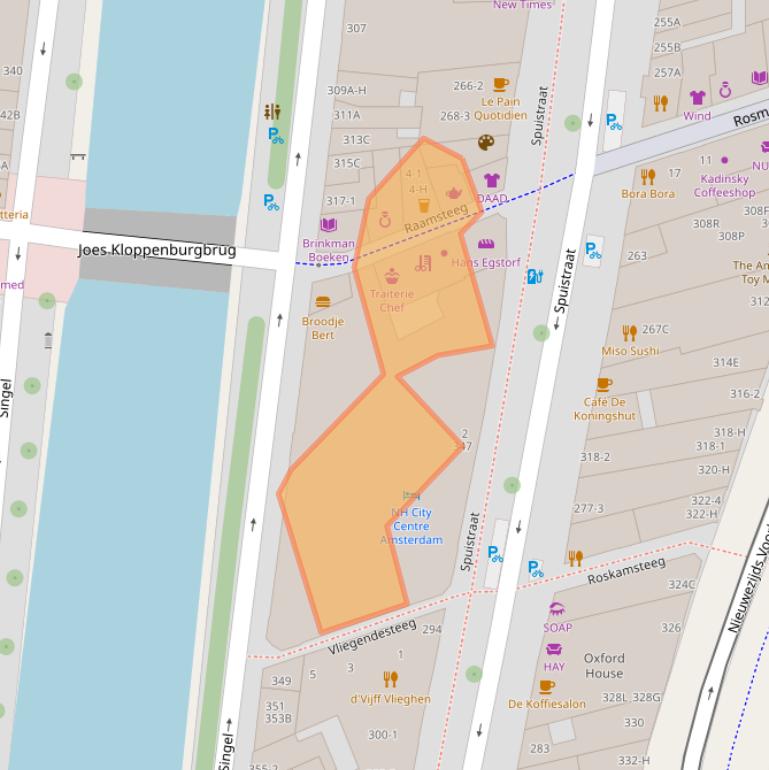 Kaart van postcodegebied 1012VZ.