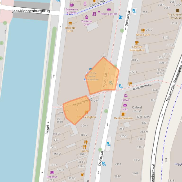 Kaart van postcodegebied 1012WB.