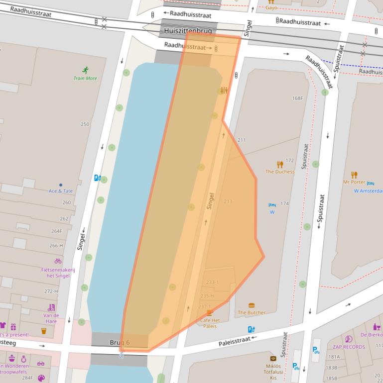 Kaart van postcodegebied 1012WE.