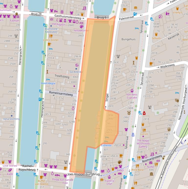 Kaart van postcodegebied 1012WH.