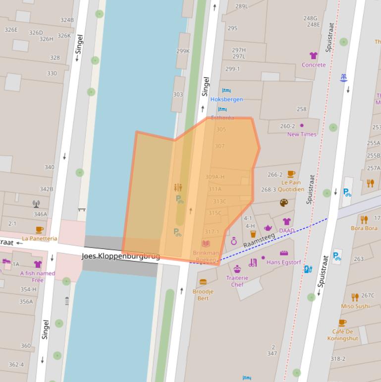 Kaart van postcodegebied 1012WJ.