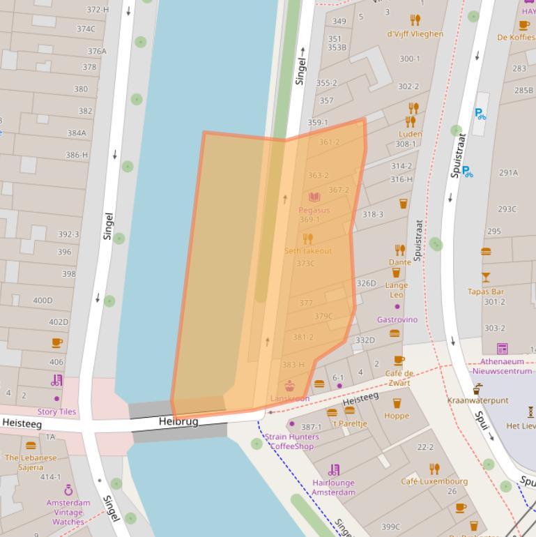 Kaart van postcodegebied 1012WL.