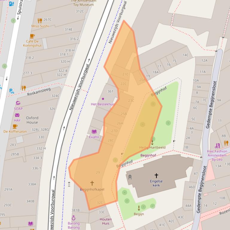 Kaart van postcodegebied 1012WT.