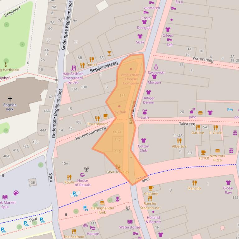 Kaart van postcodegebied 1012XD.