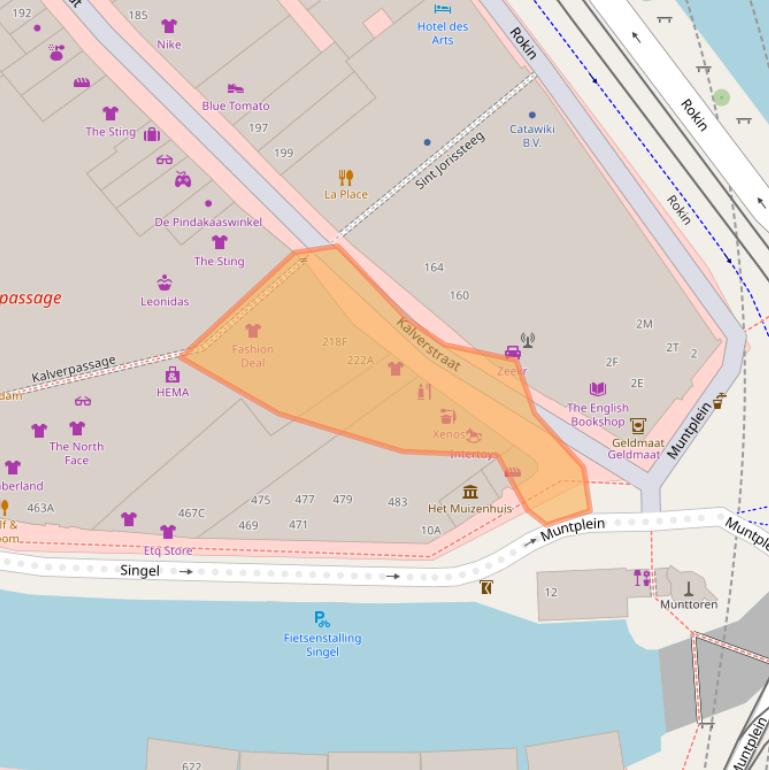 Kaart van postcodegebied 1012XJ.