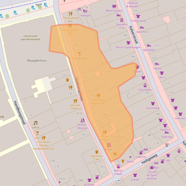 Kaart van postcodegebied 1012XK.