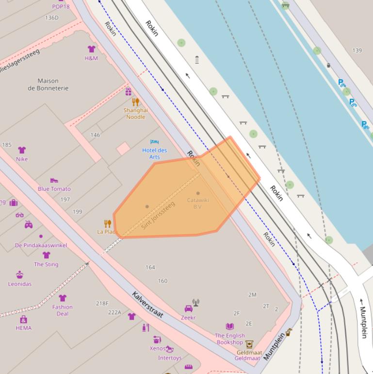 Kaart van postcodegebied 1012XV.