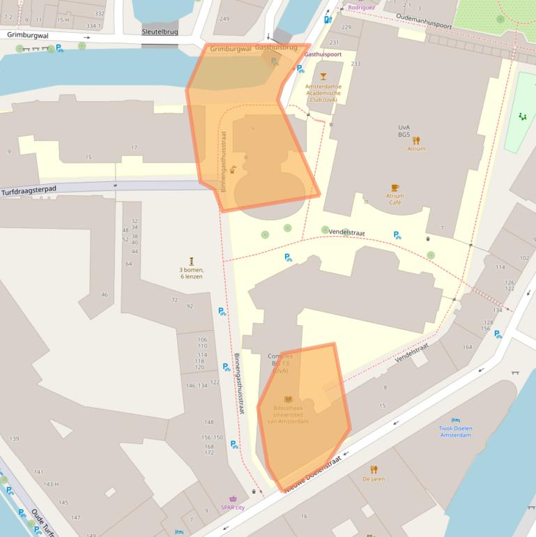 Kaart van postcodegebied 1012ZA.