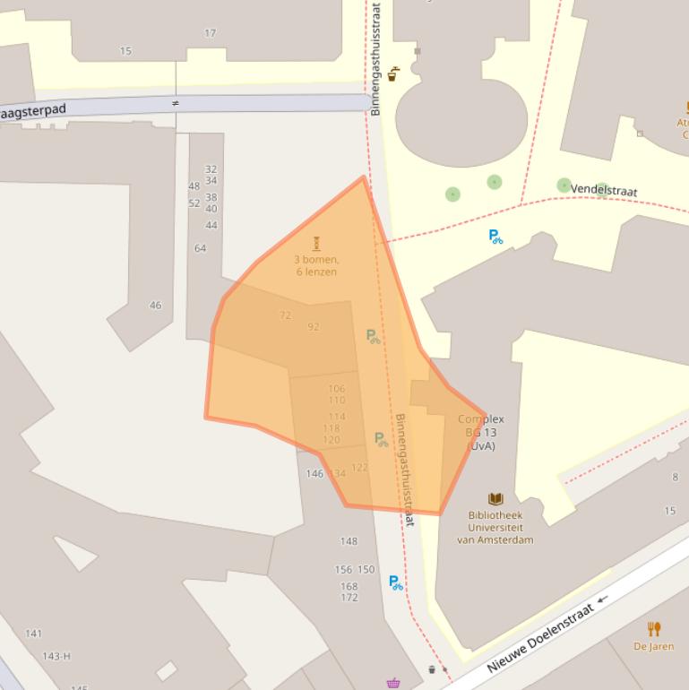 Kaart van postcodegebied 1012ZE.