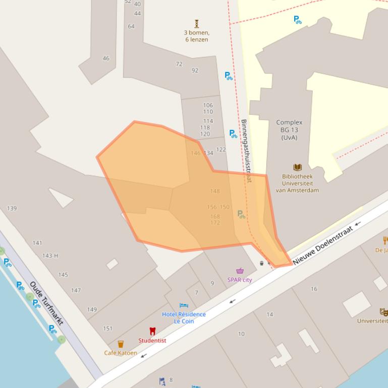 Kaart van postcodegebied 1012ZG.