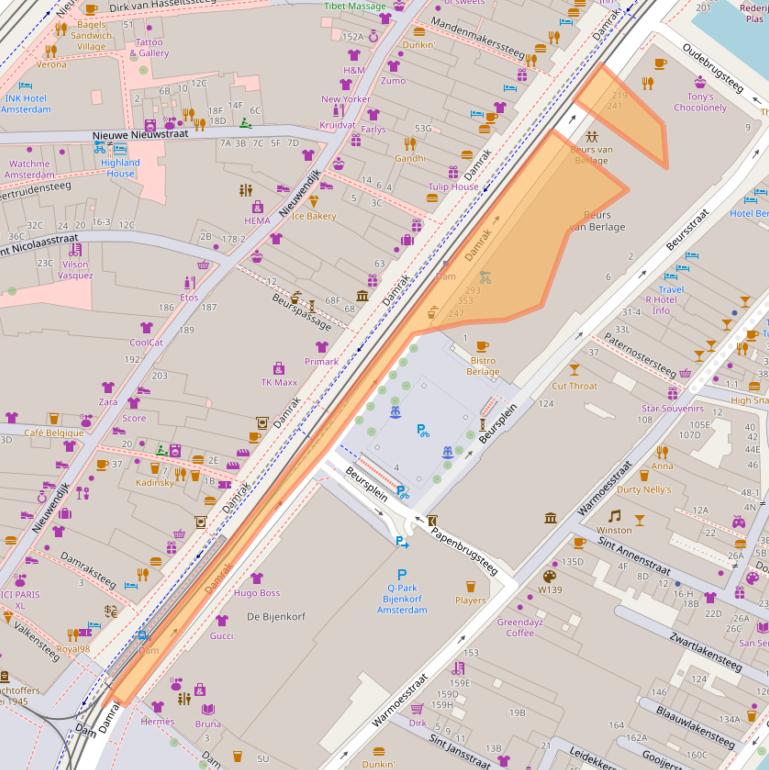 Kaart van postcodegebied 1012ZJ.