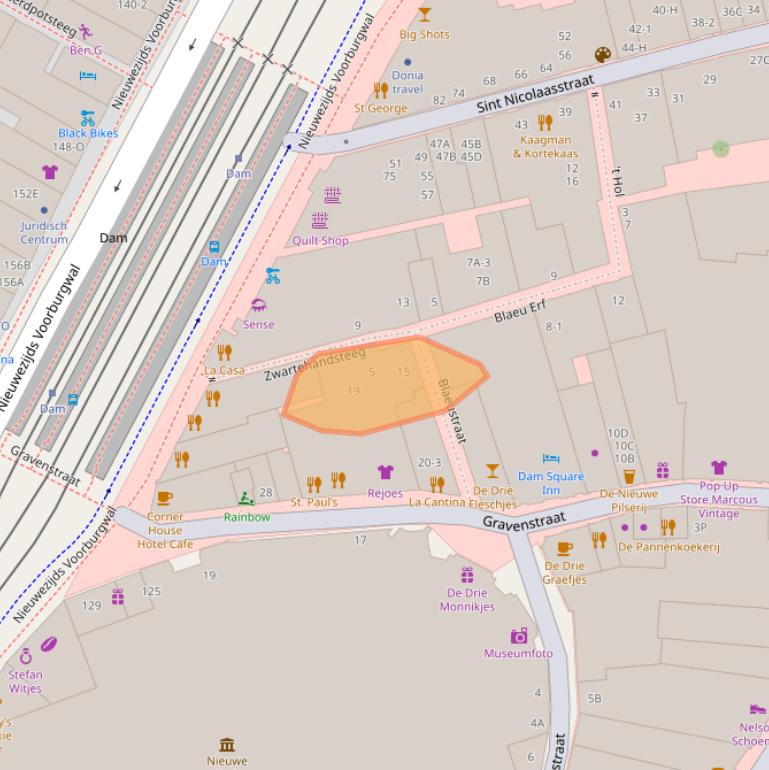 Kaart van postcodegebied 1012ZK.