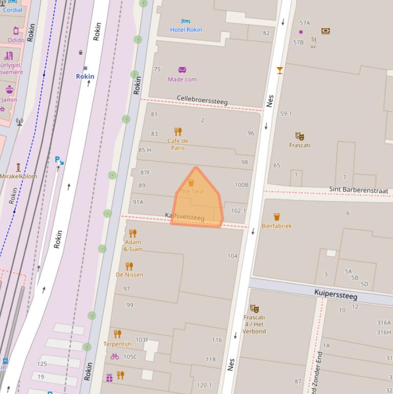 Kaart van postcodegebied 1012ZX.