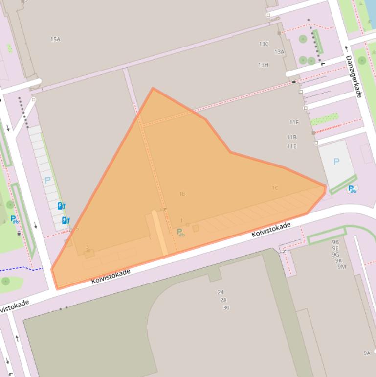 Kaart van postcodegebied 1013AC.