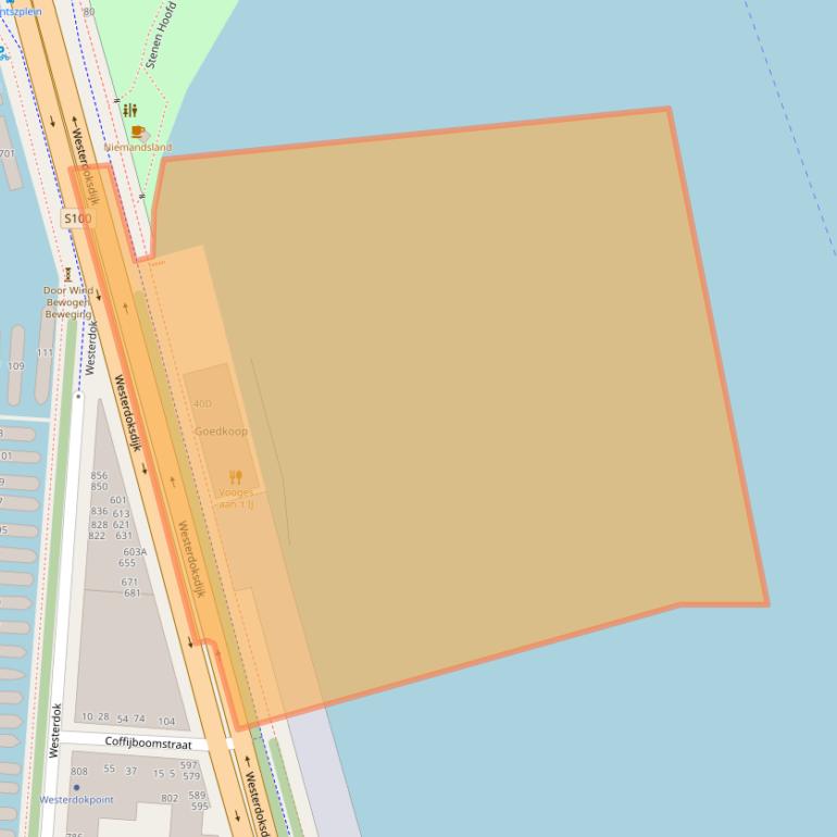 Kaart van postcodegebied 1013AE.