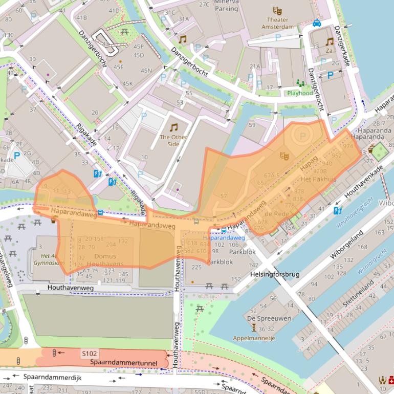 Kaart van postcodegebied 1013BD.