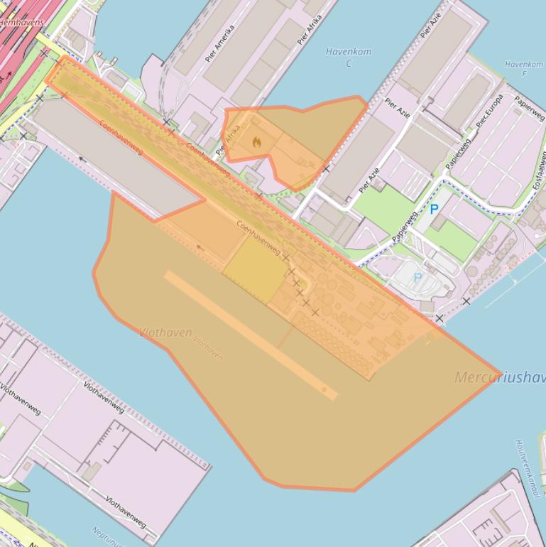 Kaart van postcodegebied 1013BK.