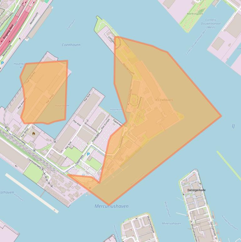 Kaart van postcodegebied 1013BM.