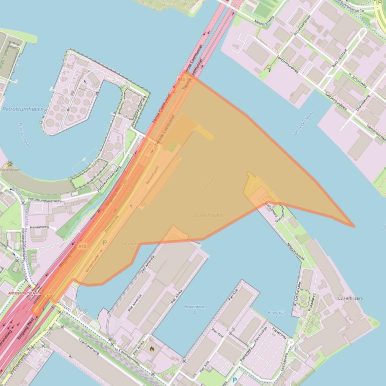 Kaart van postcodegebied 1013BS.