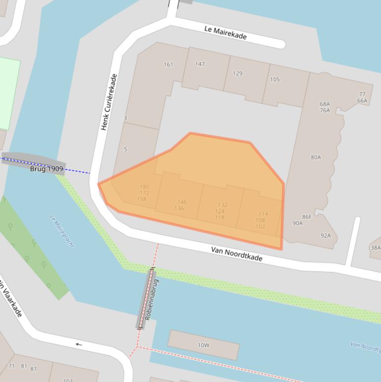 Kaart van postcodegebied 1013CA.