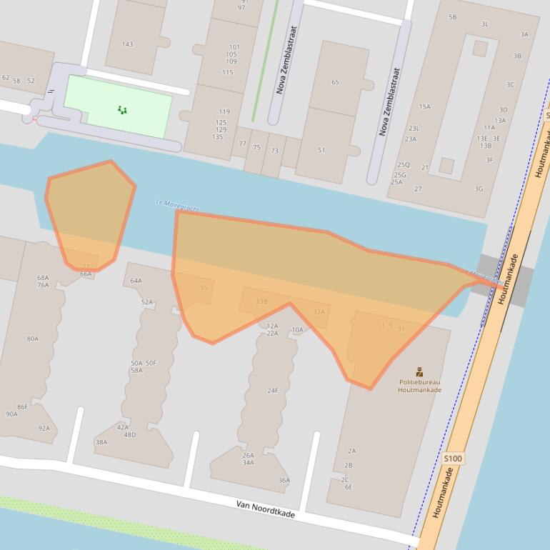 Kaart van postcodegebied 1013CB.