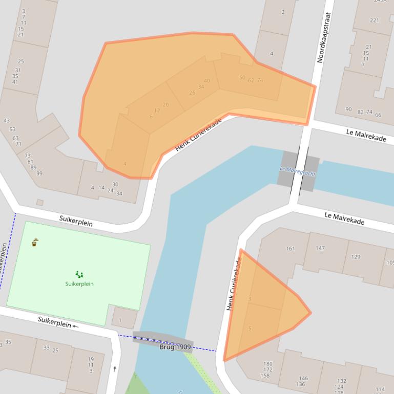 Kaart van postcodegebied 1013CH.