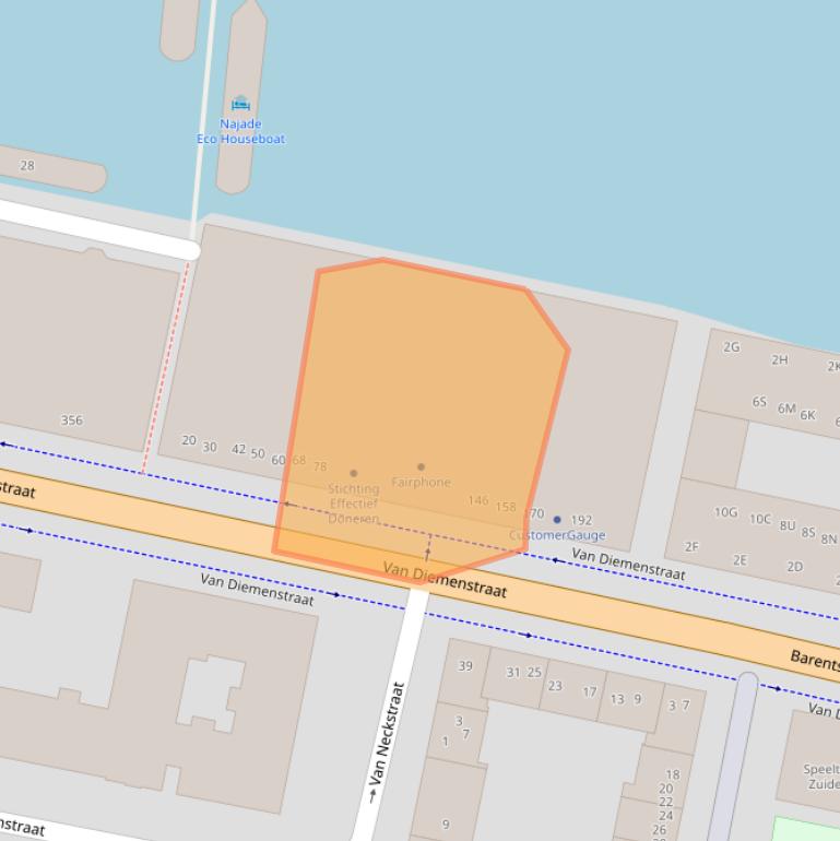 Kaart van postcodegebied 1013CN.