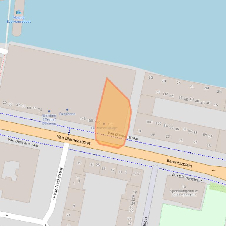 Kaart van postcodegebied 1013CP.