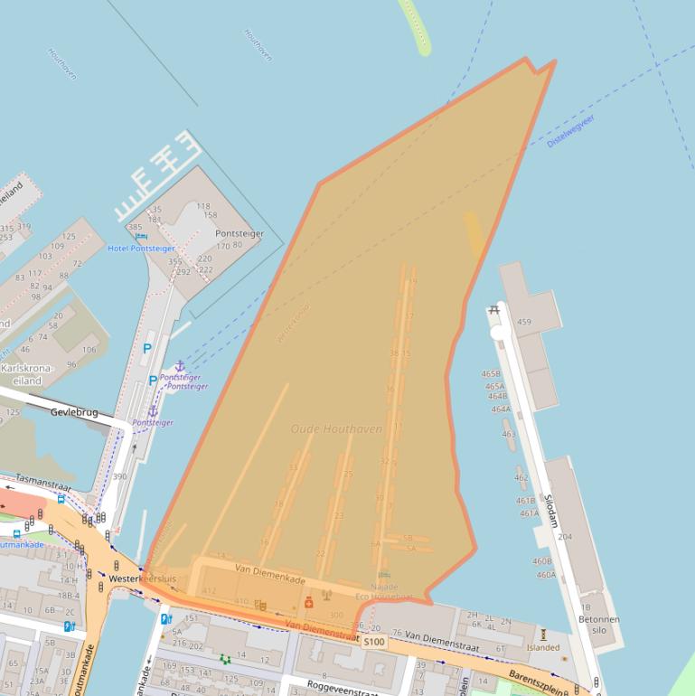 Kaart van postcodegebied 1013CR.