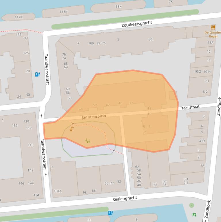 Kaart van postcodegebied 1013CT.