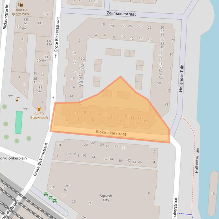 Kaart van postcodegebied 1013DG.