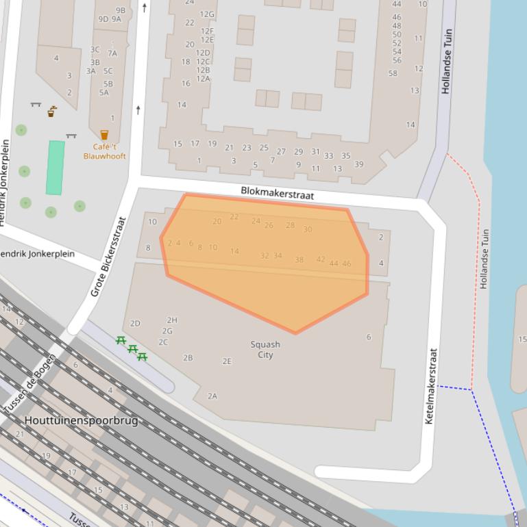 Kaart van postcodegebied 1013DH.