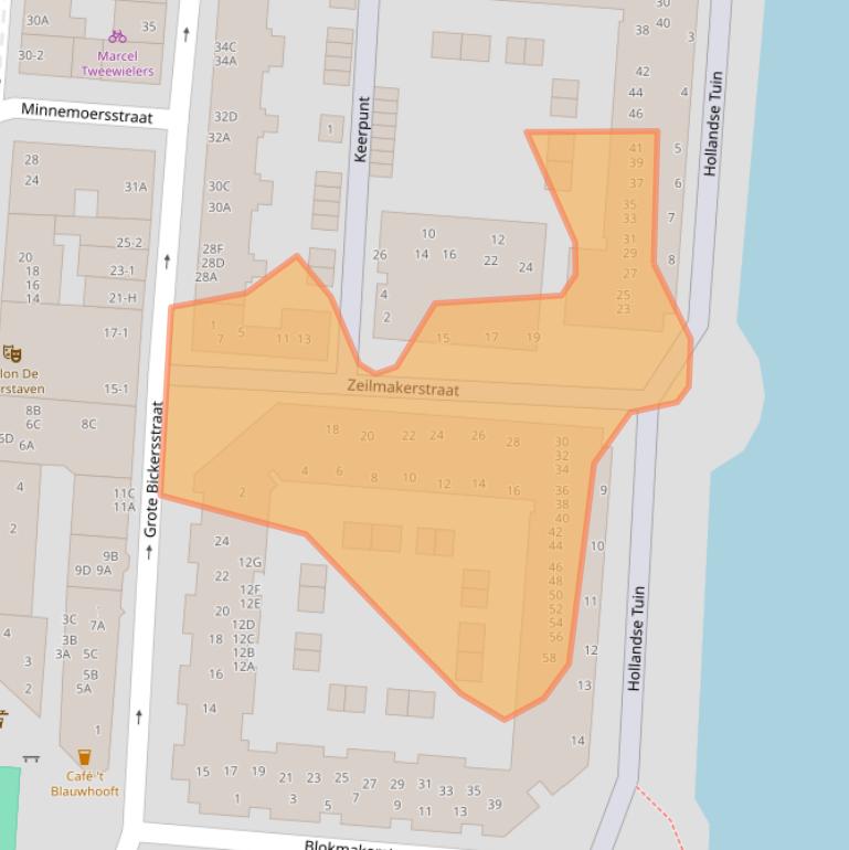 Kaart van postcodegebied 1013DJ.