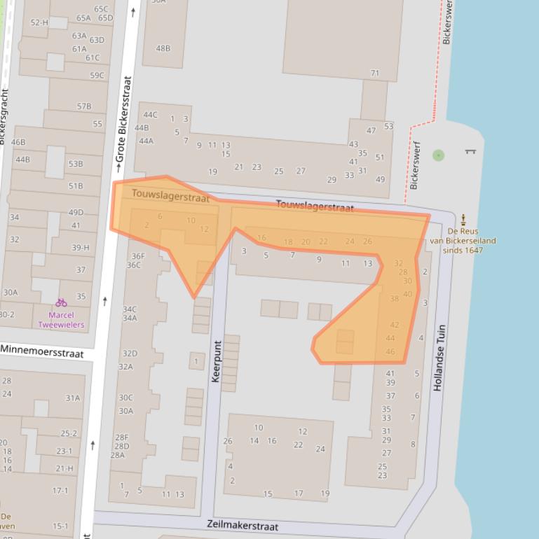 Kaart van postcodegebied 1013DM.