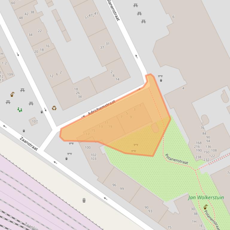 Kaart van postcodegebied 1013DR.