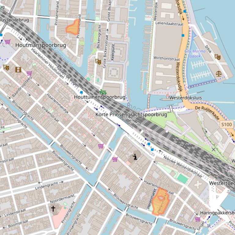 Kaart van postcodegebied 1013EC.