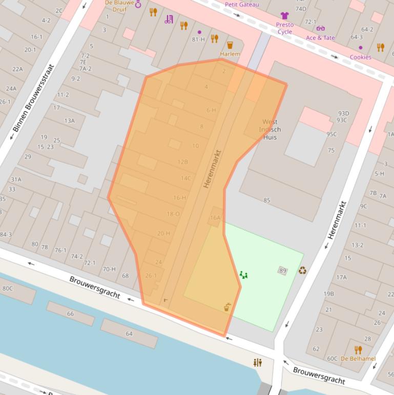 Kaart van postcodegebied 1013ED.