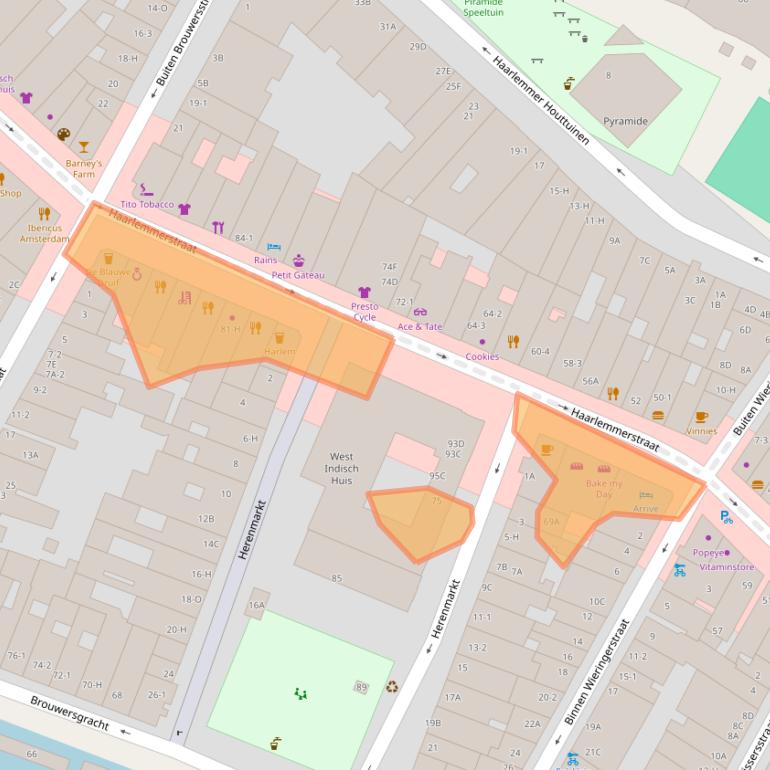 Kaart van postcodegebied 1013EL.