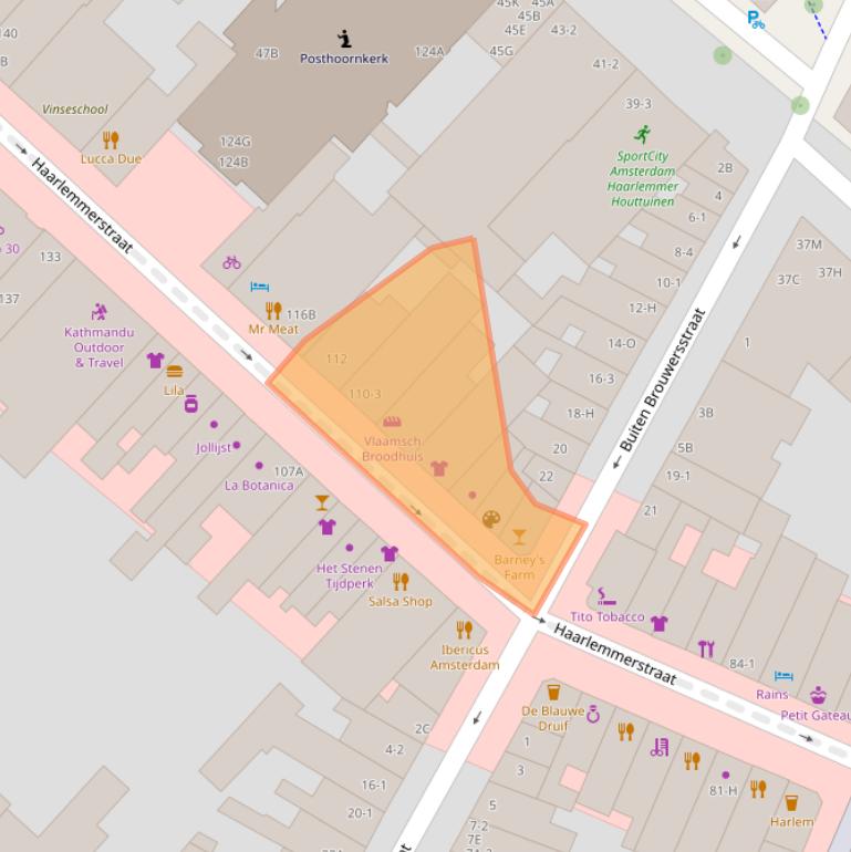 Kaart van postcodegebied 1013EW.