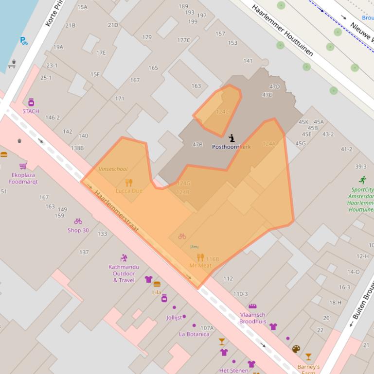 Kaart van postcodegebied 1013EX.