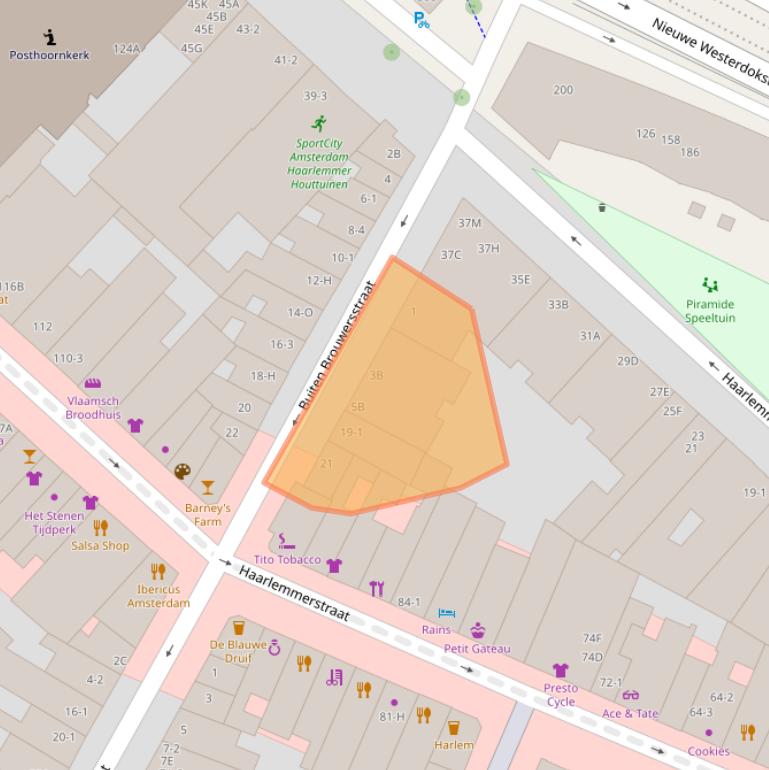 Kaart van postcodegebied 1013GJ.